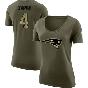 Women's Bailey Zappe New England Patriots Salute to Service Olive Legend Scoop Neck T-Shirt
