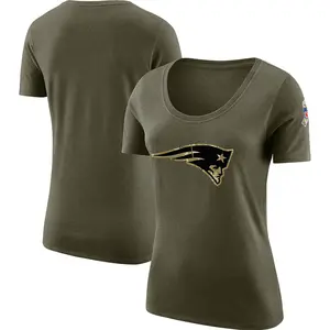Women's Blank New England Patriots Salute to Service Olive Legend Scoop Neck T-Shirt