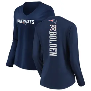Women's Brandon Bolden New England Patriots Backer Slim Fit Long Sleeve T-Shirt - Navy