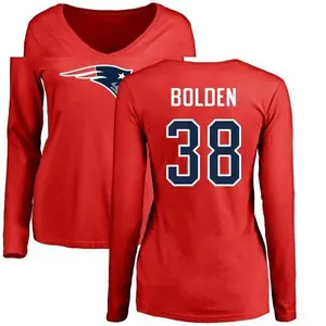 Women's Brandon Bolden New England Patriots Name & Number Logo Slim Fit Long Sleeve T-Shirt - Red