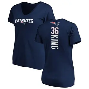 Women's Brandon King New England Patriots Backer Slim Fit T-Shirt - Navy