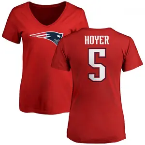 Women's Brian Hoyer New England Patriots Name & Number Logo Slim Fit T-Shirt - Red