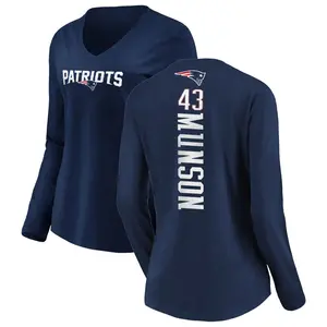 Women's Calvin Munson New England Patriots Backer Slim Fit Long Sleeve T-Shirt - Navy