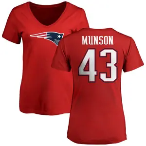 Women's Calvin Munson New England Patriots Name & Number Logo Slim Fit T-Shirt - Red