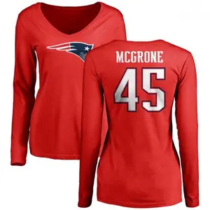 Women's Cameron McGrone New England Patriots Name & Number Logo Slim Fit Long Sleeve T-Shirt - Red