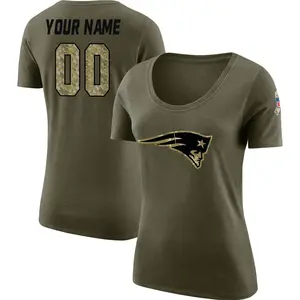 Women's Custom New England Patriots Custom Salute to Service Olive Legend Scoop Neck T-Shirt