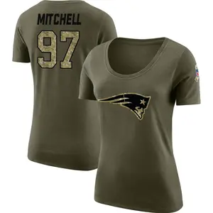 Women's DaMarcus Mitchell New England Patriots Salute to Service Olive Legend Scoop Neck T-Shirt