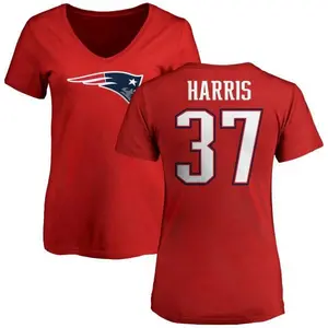 Women's Damien Harris New England Patriots Name & Number Logo Slim Fit T-Shirt - Red