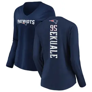 Women's Daniel Ekuale New England Patriots Backer Slim Fit Long Sleeve T-Shirt - Navy