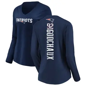 Women's Davon Godchaux New England Patriots Backer Slim Fit Long Sleeve T-Shirt - Navy