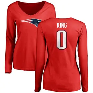 Women's D'Eriq King New England Patriots Name & Number Logo Slim Fit Long Sleeve T-Shirt - Red