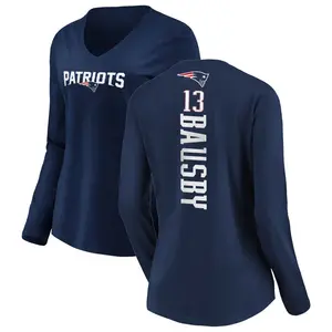 Women's De'Vante Bausby New England Patriots Backer Slim Fit Long Sleeve T-Shirt - Navy