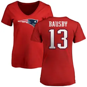 Women's De'Vante Bausby New England Patriots Name & Number Logo Slim Fit T-Shirt - Red