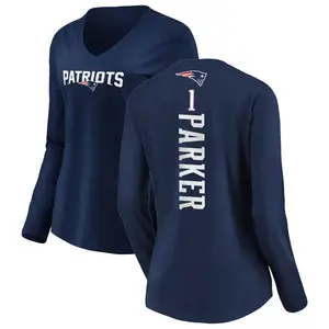 Women's DeVante Parker New England Patriots Backer Slim Fit Long Sleeve T-Shirt - Navy