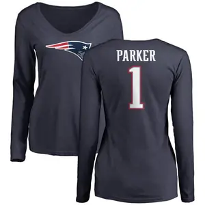 Women's DeVante Parker New England Patriots Name & Number Logo Slim Fit Long Sleeve T-Shirt - Navy