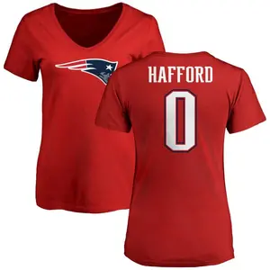 Women's Devin Hafford New England Patriots Name & Number Logo Slim Fit T-Shirt - Red