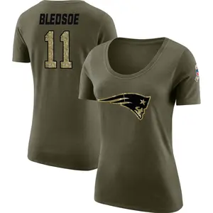 Women's Drew Bledsoe New England Patriots Salute to Service Olive Legend Scoop Neck T-Shirt
