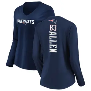 Women's Dwayne Allen New England Patriots Backer Slim Fit Long Sleeve T-Shirt - Navy