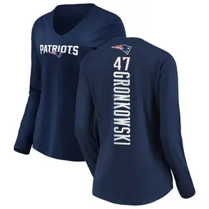 Women's Glenn Gronkowski New England Patriots Backer Slim Fit Long Sleeve T-Shirt - Navy
