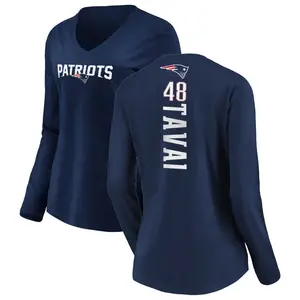 Women's Jahlani Tavai New England Patriots Backer Slim Fit Long Sleeve T-Shirt - Navy