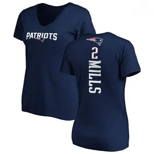 Women's Jalen Mills New England Patriots Backer Slim Fit T-Shirt - Navy