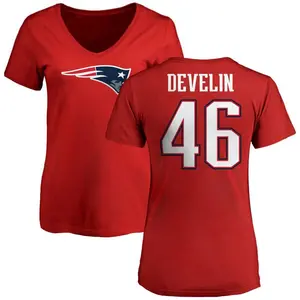 Women's James Develin New England Patriots Name & Number Logo Slim Fit T-Shirt - Red