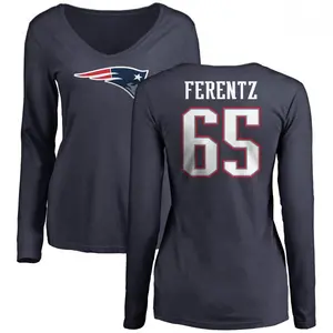 Women's James Ferentz New England Patriots Name & Number Logo Slim Fit Long Sleeve T-Shirt - Navy