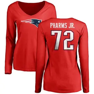 Women's Jeremiah Pharms Jr. New England Patriots Name & Number Logo Slim Fit Long Sleeve T-Shirt - Red