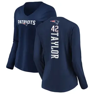 Women's J.J. Taylor New England Patriots Backer Slim Fit Long Sleeve T-Shirt - Navy