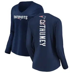 Women's Joe Thuney New England Patriots Backer Slim Fit Long Sleeve T-Shirt - Navy