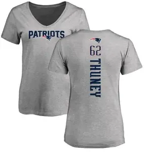 Women's Joe Thuney New England Patriots Backer V-Neck T-Shirt - Ash
