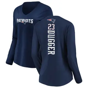 Women's Kyle Dugger New England Patriots Backer Slim Fit Long Sleeve T-Shirt - Navy