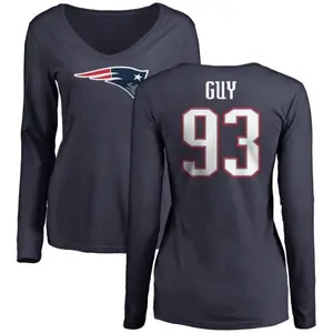 Women's Lawrence Guy New England Patriots Name & Number Logo Slim Fit Long Sleeve T-Shirt - Navy