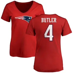 Women's Malcolm Butler New England Patriots Name & Number Logo Slim Fit T-Shirt - Red