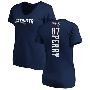 Women's Malcolm Perry New England Patriots Backer Slim Fit T-Shirt - Navy