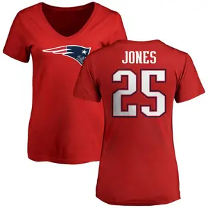 Women's Marcus Jones New England Patriots Name & Number Logo Slim Fit T-Shirt - Red