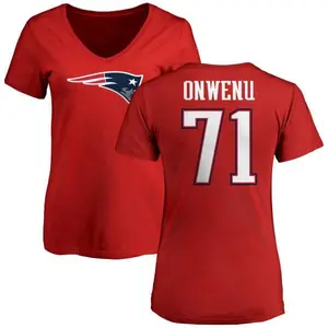 Women's Mike Onwenu New England Patriots Name & Number Logo Slim Fit T-Shirt - Red