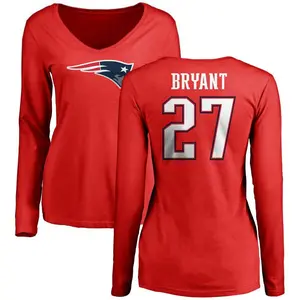Women's Myles Bryant New England Patriots Name & Number Logo Slim Fit Long Sleeve T-Shirt - Red