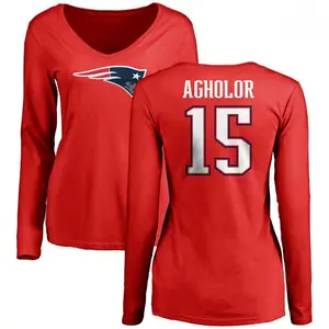 Women's Nelson Agholor New England Patriots Name & Number Logo Slim Fit Long Sleeve T-Shirt - Red