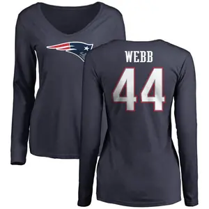 Women's Raleigh Webb New England Patriots Name & Number Logo Slim Fit Long Sleeve T-Shirt - Navy