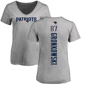 Women's Rob Gronkowski New England Patriots Backer V-Neck T-Shirt - Ash