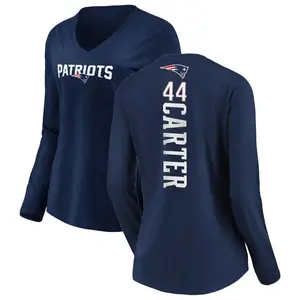 Women's Ron'Dell Carter New England Patriots Backer Slim Fit Long Sleeve T-Shirt - Navy