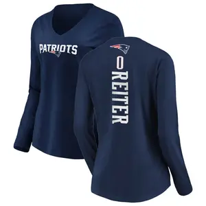 Women's Ross Reiter New England Patriots Backer Slim Fit Long Sleeve T-Shirt - Navy