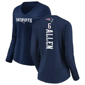 Women's Ryan Allen New England Patriots Backer Slim Fit Long Sleeve T-Shirt - Navy