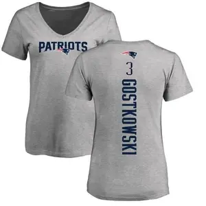 Women's Stephen Gostkowski New England Patriots Backer V-Neck T-Shirt - Ash