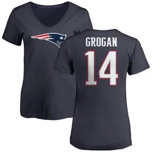 Women's Steve Grogan New England Patriots Name & Number Logo T-Shirt - Navy