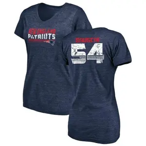 Women's Tedy Bruschi New England Patriots Retro Tri-Blend V-Neck T-Shirt - Navy