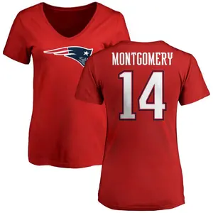 Women's Ty Montgomery New England Patriots Name & Number Logo Slim Fit T-Shirt - Red