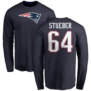 Youth Andrew Stueber New England Patriots Name & Number Logo Long Sleeve T-Shirt - Navy