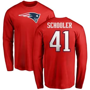Youth Brenden Schooler New England Patriots Name & Number Logo Long Sleeve T-Shirt - Red